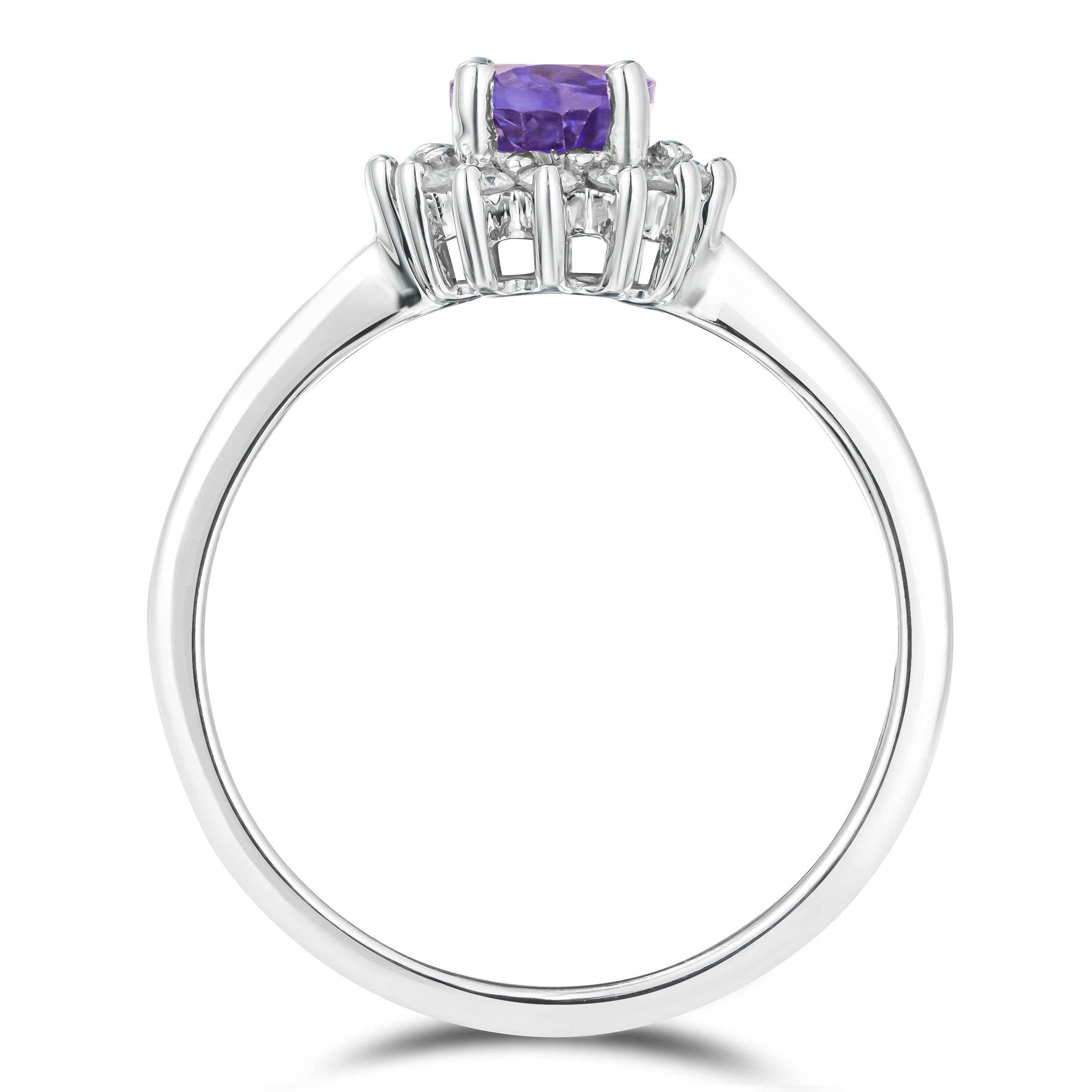 Amethyst 0.70ct And Diamond 925 Sterling Silver Ring